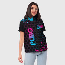 Женский жилет PUBG - neon gradient: надпись, символ, цвет: 3D-черный — фото 2