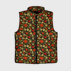 Женский жилет Хохлома - красные ягоды, цвет: 3D-черный