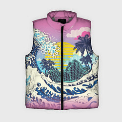 Женский жилет Штормовые океанские волны и пальмы, цвет: 3D-светло-серый