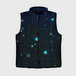 Женский жилет Неоновый дождик из снежинок, цвет: 3D-черный