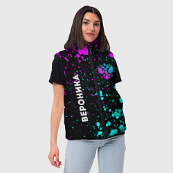 Женский жилет Вероника и неоновый герб России: надпись, символ, цвет: 3D-черный — фото 2