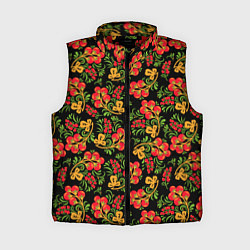 Женский жилет Красивая хохломская роспись, цвет: 3D-красный