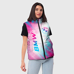 Женский жилет BMW neon gradient style: надпись, символ, цвет: 3D-черный — фото 2