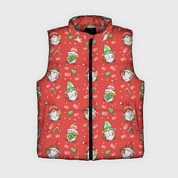 Женский жилет Новогодние гномы-паттерн, цвет: 3D-светло-серый