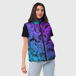 Женский жилет Ахегао красивый неон, цвет: 3D-черный — фото 2