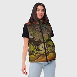 Женский жилет Оранжевые камни, вода и краски, цвет: 3D-черный — фото 2