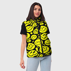 Женский жилет Кислотный желтый смайлик, цвет: 3D-красный — фото 2