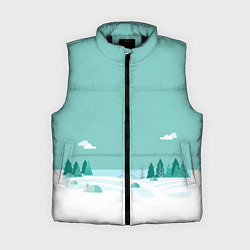 Женский жилет Бирюзовый зимний лес, цвет: 3D-черный