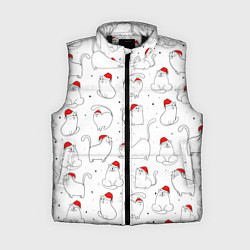 Женский жилет Паттерн новогодний котик, цвет: 3D-черный