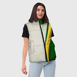 Женский жилет Абстрактный минимал с бежевым, жёлтым и зелёными ц, цвет: 3D-черный — фото 2