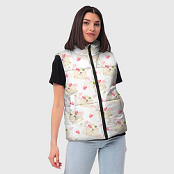 Женский жилет Конверты с сердечками - паттерн, цвет: 3D-светло-серый — фото 2