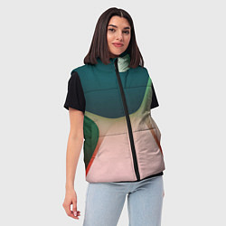 Женский жилет Абстрактные зелёные и розовые пластины, цвет: 3D-светло-серый — фото 2