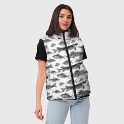 Женский жилет Паттерн на каждый день о рыбалке, цвет: 3D-черный — фото 2
