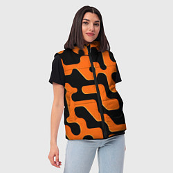 Женский жилет Черно-оранжевый абстрактный лабиринт, цвет: 3D-черный — фото 2