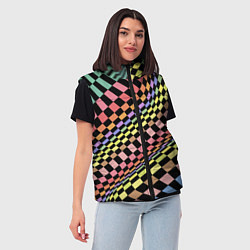 Женский жилет Colorful avant-garde chess pattern - fashion, цвет: 3D-красный — фото 2