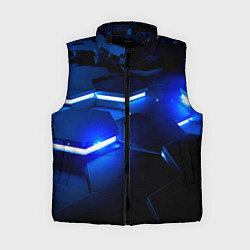 Женский жилет Металлические соты с синей подсветкой, цвет: 3D-черный