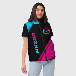 Женский жилет Mazda - neon gradient: надпись, символ, цвет: 3D-черный — фото 2
