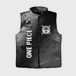 Женский жилет One Piece glitch на темном фоне: надпись, символ