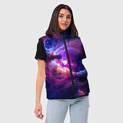 Женский жилет Небула в космосе в фиолетовых тонах - нейронная се, цвет: 3D-светло-серый — фото 2