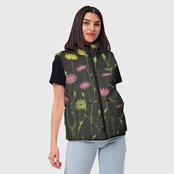 Женский жилет Полевые цветочки на темном фоне, цвет: 3D-красный — фото 2