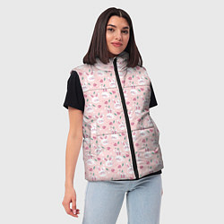 Женский жилет Милые кролики паттерн, цвет: 3D-черный — фото 2