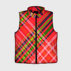 Женский жилет Геометрический узор красно-зеленый ассиметричный