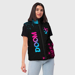 Женский жилет Doom - neon gradient: надпись, символ, цвет: 3D-черный — фото 2