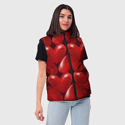 Женский жилет Red hearts, цвет: 3D-черный — фото 2