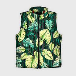 Женский жилет Листья узор тропический, цвет: 3D-красный