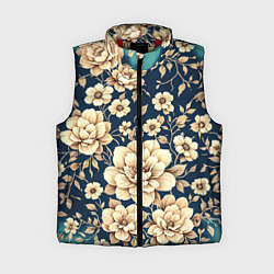 Женский жилет Золотые цветы узор, цвет: 3D-красный
