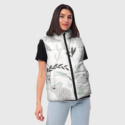 Женский жилет Зайцы и растения паттерн, цвет: 3D-красный — фото 2