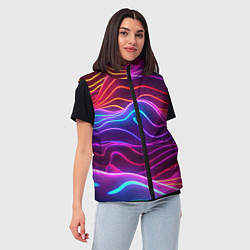 Женский жилет Цветные неоновые волны, цвет: 3D-красный — фото 2