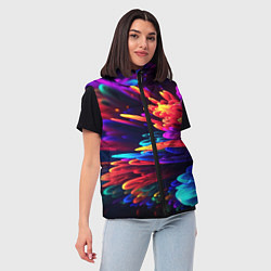 Женский жилет Неоновая абстракция в виде цветов, цвет: 3D-красный — фото 2