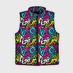 Женский жилет Цветные зигзаги Colored zigzags, цвет: 3D-черный