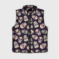 Женский жилет Узор с черепами Pattern with skulls, цвет: 3D-черный