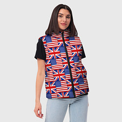 Женский жилет Флаги США и Англии, цвет: 3D-светло-серый — фото 2