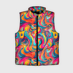 Женский жилет Разноцветные мазки красок, цвет: 3D-черный