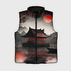 Женский жилет Домик на озере, цвет: 3D-черный