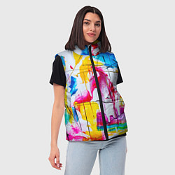 Женский жилет Красочный принт, цвет: 3D-черный — фото 2