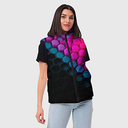 Женский жилет Цветной шестиугольник, цвет: 3D-черный — фото 2
