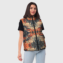 Женский жилет Оранжевые японские мотивы, цвет: 3D-черный — фото 2