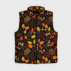 Женский жилет Осенние листья на черном фоне, цвет: 3D-черный