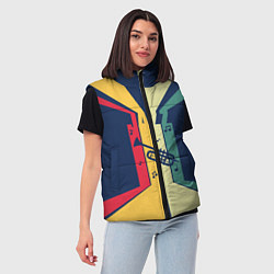 Женский жилет Труба в разноцветных полосах Jazz music, цвет: 3D-красный — фото 2