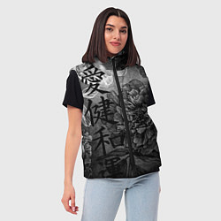 Женский жилет Flowers - japanese art, цвет: 3D-светло-серый — фото 2