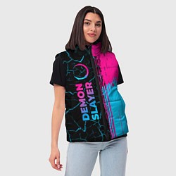 Женский жилет Demon Slayer - neon gradient: по-вертикали, цвет: 3D-черный — фото 2
