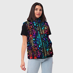 Женский жилет Флуоресцентные Цветы, цвет: 3D-черный — фото 2