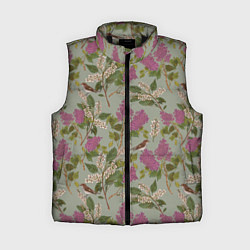 Женский жилет Мухоловки и сирень, цвет: 3D-черный