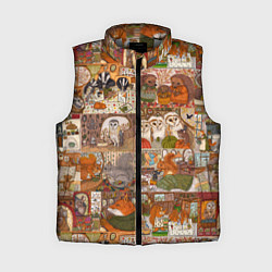 Женский жилет Коллаж из сказочных зверей - совы, белки, ёжики, цвет: 3D-светло-серый