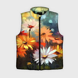 Женский жилет Маслянные ромашки, цвет: 3D-черный