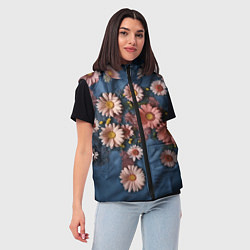 Женский жилет Хризантемы на джинсе, цвет: 3D-светло-серый — фото 2